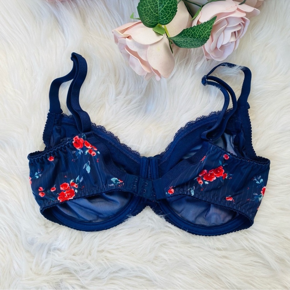 NWOT ANTINÉA BY LISE CHARMEL Luxury Blue Floral Cherry Lace Bra 34DD - Picture 2 of 7